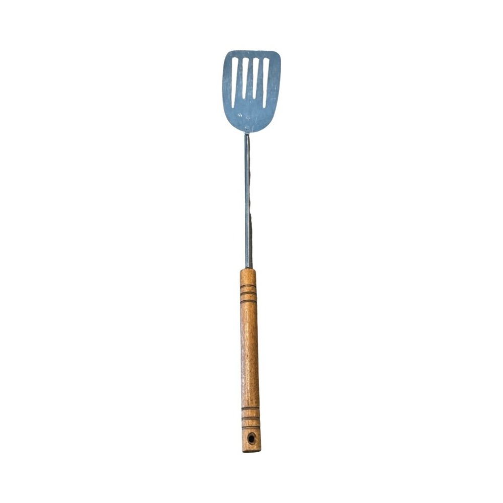 Vintage Foley Stainless Steel Slotted Spatula Turner with Wood Handle 20"